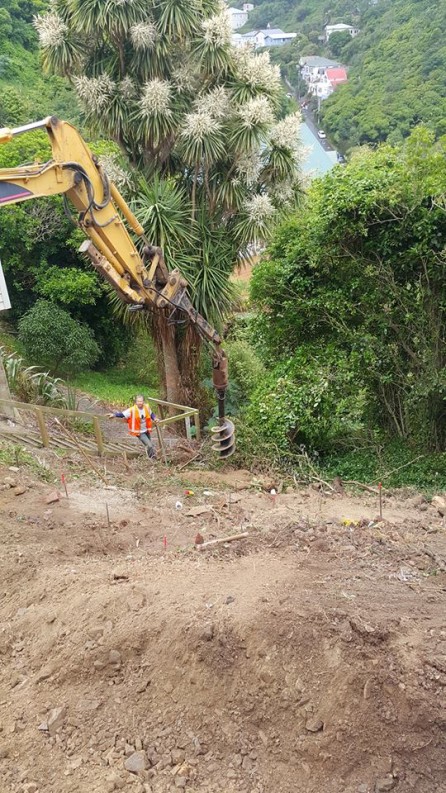 Excavation for a new house in Raroa Road, Wellington.